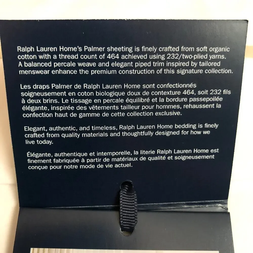 Ralph Lauren Organic Cotton Percale Palmer Full Flat Sheet White Sand Dune New